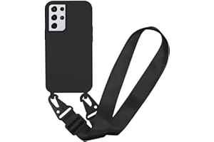MBSLFY Silikon Handykette für Samsung Galaxy S21 Ultra Hülle mit Band,Verstellbarer Halskette Handyhülle,Necklace Hülle mit Band, Handyhülle für zum Umhängen,Case mit Schnur,Schwarz