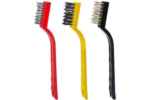 AIRUEEK 3 Pcs Spazzole metalliche, Mini Spazzola di Ferro,Nylon Brushes ,Spazzole in Ottone, Mini Wire Brush Set per la Pulizia di Vernice, Grasso Sporco, Ruggine, Sporco, Polvere