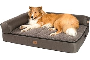 JAMAXX Premium 4-in-1 Hunde-Sofa - Orthopädische Couch mit Memory Visco Schaumstoff, abnehmbare Polster, Extra-Dicke Polsterung, Wechsel-Bezug, Waschbar, PDB3015 120x 90x14cm (XXL) braun