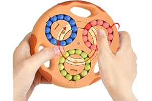 KAMINRUN Rotating Magic Bean,IQ Game Cube Toy, Patience Games Magic Bean, Magic Bean Rotating Cube Toys, Cube Magic Bean, Creative Decompression Fidget Toy for Adults and Children.(Orange)