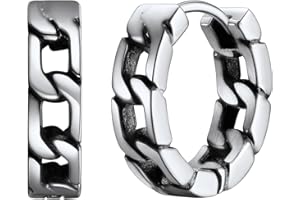 PROSTEEL Mens Hoop Earrings, Huggie Earrings Small Silver/Black/Gold Plated -With Gift Box