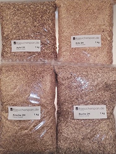 Räuchermehl Räucherspäne Apfel, Kirsche, Erle, Buche mittlere Körnung Feinschmeckerpaket