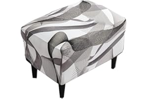 Highdi Copri Pouf Rettangolare Elasticizzato, Spandex Copertura Dell'Ottomano Stampa Elegante Copri Poggiapiedi Poltrona per Soggiorno, Morbido Lavabile Fodere per Sgabello (Nastro Astratto)
