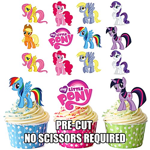 My Little Pony Party-Pack, Kuchendekorationen – 36 Essbare stehende Cupcake-Verzierungen