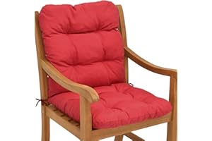 Beautissu Lowback Garden Chair Cushions 100x50x8 cm - Red Outdoor Seat Cushions for Garden Chairs with Backs Pillows for Recliner Patio Sunbed Bench - Flair NL