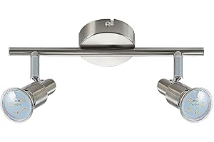 ‎ELC EUROPEAN LIGHTING CIRCLE ELC LED Deckenlampe, Spotbalken drehbar und schwenkbar, Deckenstrahler 2x 5W GU10 LED (austauschbar), 700 Lumen, Strahler, Spot