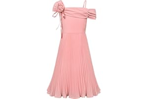 GRACE KARIN Niñas Vestido Elegante Sin Mangas Vestido Plisado con Hombros Vestido De Fiesta A Line