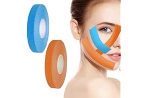 WUSJCOF 2 Pezzi Nastro Facciale,Tape Kinesiologico Professionale, Cerotti Antirughe per il Viso, Anti Falten, Face Lifting Tape, Anti Wrinkle Patches, Japanese Face Tape (1.25cm*5m) (2 colori)