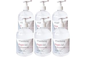 >ITSANITIZING Hygen Gel de Manos Desinfectante Desinfectante Desinfectante 3 Litros Antibacteriano Sanificante Alcohol 75% Elimina Virus Natural con Aloe Vera y Tomillo Sin Aclarado Perfumado al Limón – 6 Botes de