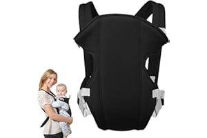 Marsupio Neonati, Xiuyer Ergonomico Regolabile Portantina Bebè Multiple-posizioni Baby Carrier per Neonato e Bambino fino a 10kg Blu Scuro, Marsupio Neonati (Nero)