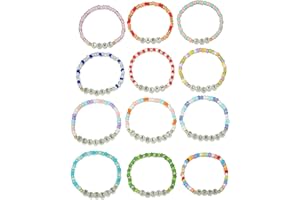 PRVCFZ 12 PCS Kids Bracelet,Friendship Bracelets for Girls,Girls Bracelets,Bracelet Making Kits for Girls,Kids Bracelets,Alphabet Word Bracelets for Bead Woven Stretch Friendship Bracelets for Girls