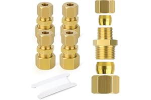 ERGAOBOY 5 pezzi 6mm OD x 8mm OD Ottone riducendo tubo d'ottone compressione Unione raccordo, Heay Duty raccordo di compressione in ottone