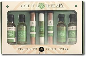 CRAFTED GIFT CO. Luxury Coffee Therapy Barista Gift Set – Including 4 Syrups, Salted Caramel, Vanilla, Cinnamon, Hazelnut & 3 Sweet Blends, Cocoa Powder, Cinnamon Sugar, Vanilla Sugar – Ideal Present for Coffee Lovers