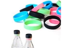 Mixcover Anello in silicone per contrassegnare bottiglie, compatibile con bottiglie di vetro SodaStream, pinguino, cristallo e bottiglie di plastica PET, marcatura per bottiglie sostenibile