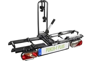 EUFAB 12012LASON Poker-F Plus Porte-vélos Exclusif sur Amazon avec Supports de Cadre verrouillables, Compatible vélo électrique, entièrement pré-monté, pour 2 vélos, pour attelage de remorque, Noir