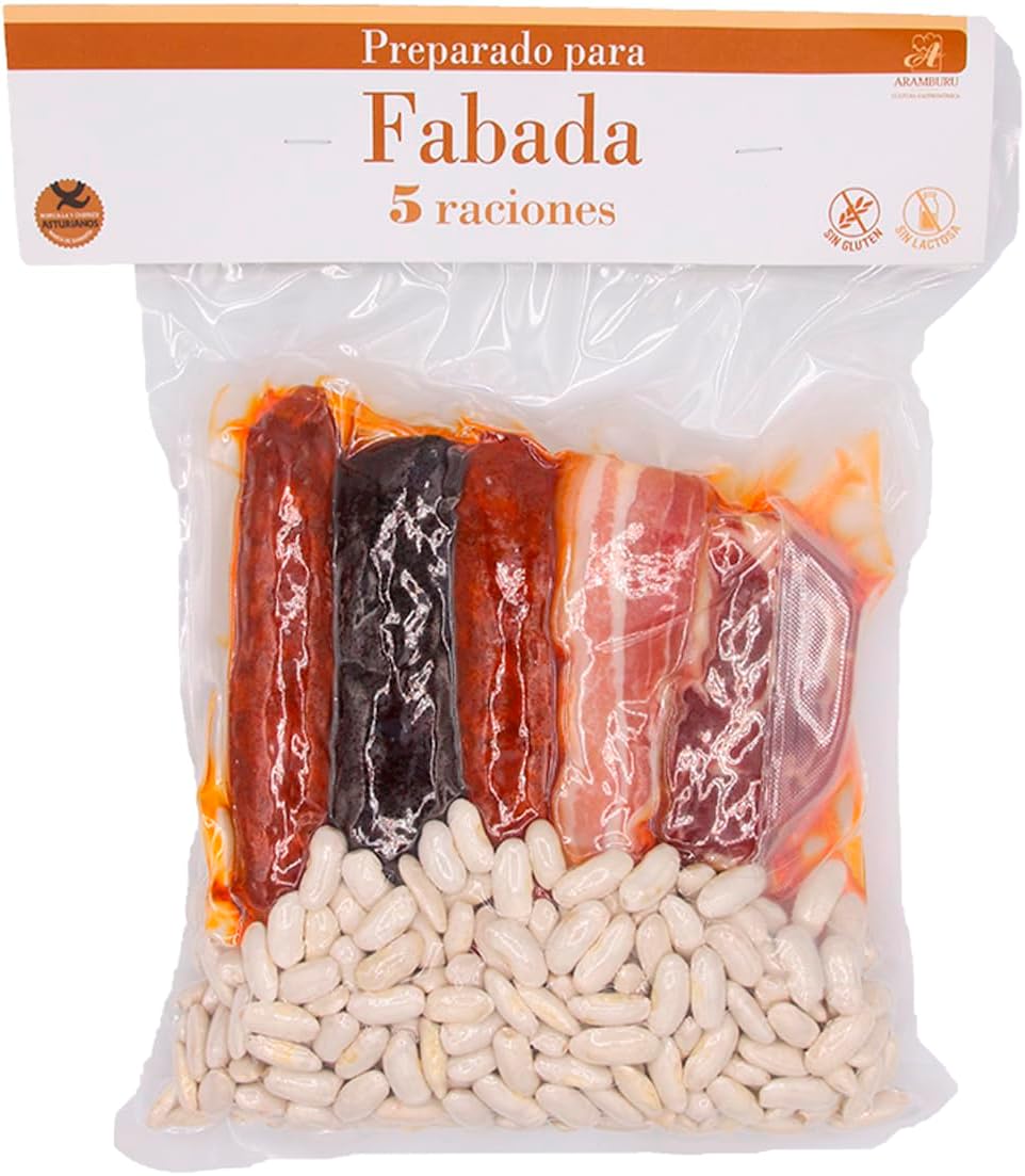 ARAMBURU Pack para Fabada Asturiana, Alubia Blanca y Compango, 5 Raciones, 1060 gr., Sin Gluten, Sin Lactosa