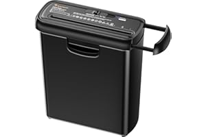 Bonsaii 6-Sheet Strip-Cut Paper Shredder, Small Paper Shredder for Home Use, Can be Used Without Bin, Extendable Arm Design with Overheat Protection, 9 Liter Bin, S123-A