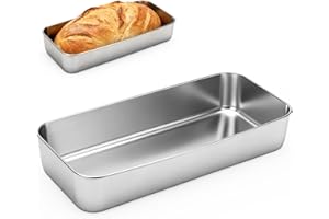 Yuragim Stampo Rettangolari per Pane, Stampi in Acciaio Inox per Torte e Pane, Torte, Toast, Sani, lavabili in lavastoviglia, 33 x 15 x 6 cm