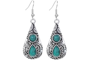 Yazilind Vendimia de Argento Tibetano Ronda Red Teardrop resina rilievo innesto Los Orecchini del gancio della goccia