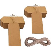 100 etichette regalo in carta kraft marrone/bianca 3x5 cm, con corda da 20 m, per matrimonio, baby shower, etichette natalizie, decorazioni per feste  36