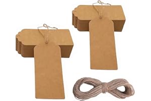 PPPANDA Geschenkanhänger Kraftpapier 100stk,Braun,Geschenk Anhänger,Kraftpapier Anhänger Etiketten Geschenkanhänger und Jute Schnur 30M