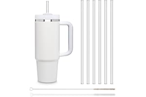 HÅLM HALM szklane słomki - 6 sztuk proste 27 cm długie idealne do Kukki Cocktail & butelki 0,33 L + ekologiczna szczotka do czyszczenia - Odporne na zmywarkę - Trwałe - Szklane rurki do picia, słomka