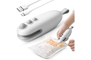 tlidfgeo Mini Bag Sealer, 2 In 1 Heat Sealer and Cutter Bag Sealer, Rechargeable Bag Sealer, Magnetic Easy Seal Bag Sealer, Portable Bag Sealer Heat Seal for Keep Food Fresh and Snacks Crispy