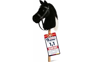 Zenovia Hobby Horse Steckenpferd Schwarz – Turnierfähiges Stockpferd ab 3 Jahren – ohne Räder, Griffe & Geräusche – realistisch & leicht – für Hobby Horsing – in Geschenkverpackung
