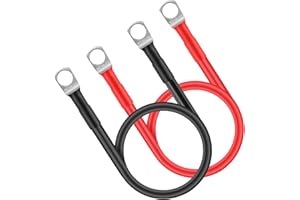 HO2NLE 2 Stück Batteriekabel Kupferkabel 100cm 16mm² Kupfer Stromkabel mit Ringösen 12V 24V Autobatterie Kabel KFZ Massekabel für Versorgungsbatterien Traktionsbatterien (Rot und Schwarz)