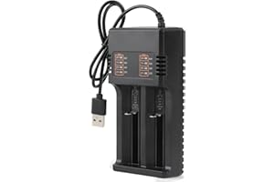 PENNLE 18650 Battery Charger, Universal Fast Charge 3.7V Li-ion Battery Charger for 18650 Rechargeable Battery for 18650 18490 18350 17670 17500 16340 14500 with USB Cable, LED Indicator