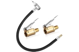 Opopark Ventilverlängerung Set,35cm Reifenfüller Schlauchadapter mit 2 Stück 8mm Autoventil Hebelstecker Air Chuck,Reifenfüllschlauch Messing Autoventil Adapter für Auto Fahrrad Motorrad Kompressor