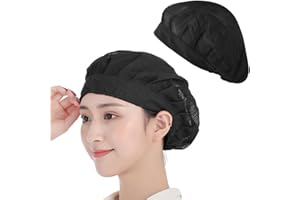 LEEQ Gorro Cocina - 2 PCS Chef Hat Ajustable Catering Hairnet Reutilizable Malla Restaurant Beanie Gorro Cocinero Nets Hat, para Hombre/Mujer (Negro)