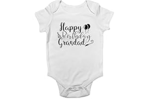 Shopagift Happy Birthday Grandad Black Boys Girls Baby Vest Bodysuit