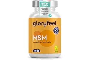 GLORYFEEL MSM avec Vitamine C, 365 Haute Résistance Comprimés Végan, Complexe pour les Os, Articulations, Peau & Système Immunitaire*, 2000 mg Méthylsulfonylméthane, Complément Alimentaire Naturel