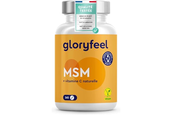 MSM avec Vitamine C, 365 Haute Résistance Comprimés Végan, Complexe pour les Os, Articulations, Peau & Système Immunitaire*, 2000 mg Méthylsulfonylméthane, Complément Alimentaire Naturel