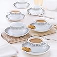 Borosil Larah Opalware Classic Cup and Saucer Set, 145ml, 12-Pieces, White, HT12CS14CSC1, HT12CS14CSC1
