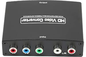 ASHATA Komponentowy Adapter YPbPr na HDMI, Konwerter YPbPr na HDMI, Obsługuje Konwerter Wideo i Audio 1080P na DVD na Monitor HDTV, łatwa Instalacja
