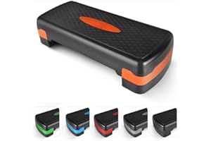 WOODSBRO Fitness Stepper Grey Work Out Stair Routine Exercise Step For Home Gym Carbio Elderly Adjustable 2 Steps Level Heights Best Set For Indoor and Outdoor Training Yoga