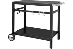 Royal Gourmet Desserte Plancha Extérieure, Chariot pour Barbecue en Métal avec Grande Surface de Travail, Adapté pour Dessertes de Jardin, Four a Pizza, 100,5 x 59 x 81 cm (Noir)