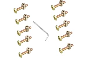 NOHJER 10 PCS M6 *40mm Furniture Bolt Nut Set Zinc Plated Hex Socket Screw With L Type Wrench for Furniture Cots Beds Crib and Chairs (M6*40mm)