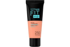 Maybelline New York, Base de Maquillaje que Calca a tu Tono Fit me! Mate y Afinaporos, Color: 250 Sun Beige