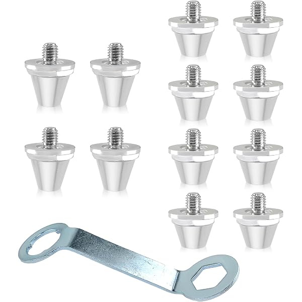 Lot De 12 Pointes Crampons Chaussures Football Avec Clé - Filetage 6 Mm - Remplacement Idéal