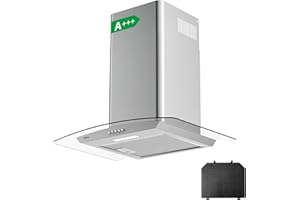 CIARRA CBCS6506B Campana Extractora Cristal 60- cm 650 m³/h Clase Amásmás 3 Velocidades-Evacuacióny Recirculación por Filtro de Carbón-Acero Inoxi, CBCF004