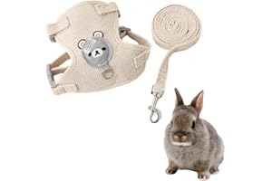 NJCXOLA Laisse pour Lapin Nain Accessoires, Harnais pour Lapin, Colliers Et Laisses pour Petits Animaux, RéGlable, Respirant, FüR Kaninchen, Katzen Und Andere Kleintiere(Beige, S)