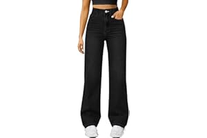 Nuoke Baggy Straight Leg Jeans Damen High Waist Klamotten Teenager Mädchen Leichte Sommerjeans Frauen Hosen für Mädchen Women Elegant