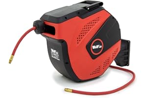 Wolf Air 20m 8mm Bore ¼” BSP Retractable Rubber Air Hose Reel - 2 Years Warranty