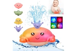 VCUMTER Jouet de Bain Bébé, Jeux de Bain pour Bebe Enfant 1 2 3 4 Ans, Jouets de Bain, Jouet Bain Bébé et Piscine, Jeu d'eau Jouet de Crabe à 4 Jet avec LED, Jouets de Douche pour Garcon Fille