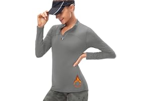 ATRACTIVOLL Maglia Sportiva Donna Manica Lunga Maglietta da Corsa con Mezza Zip Traspirante Leggera Palestra Termica Fitness Autunnale Invernali Baselayer Funzionale Compressione vestibilità Slim