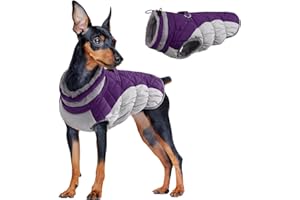 PUMYPOREITY Ubrania zimowe dla małych psów, wodoodporna kurtka zimowa, płaszcz sportowy dla małego psa, ciepła, przytulna kamizelka, odzież dla psa, płaszcz śnieżny z paskami odblaskowymi i pierścieniem w