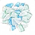 Eidoct 750g Sea Glass Beach Glass Crushed Glass Vase Filler Multiple Color Seaglass Pieces for Beach Wedding Party Decor Home Decor DIY Craft Supplies (Cobalt Blue/Light Blue/White)